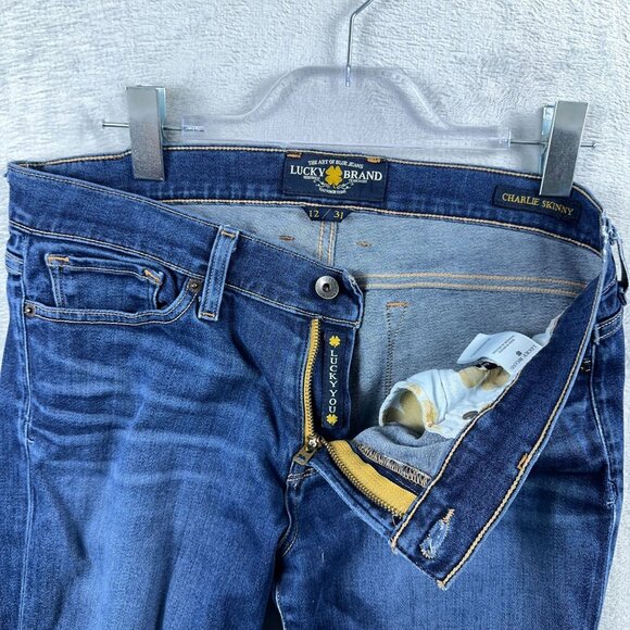 Lucky Brand Jeans Women's Size 12/31 Charlie Skinny Distressed Denim Blue - Picture 4 of 11